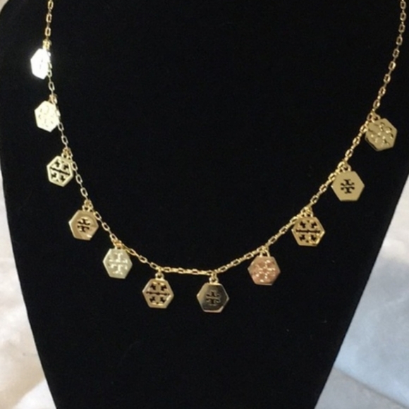Tory Bruch hexagon charm necklace - Picture 1 of 11